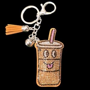 Iced Coffee Rhinestone Keychain – Sparkly Drink Bag Charm